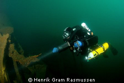 Diver Inspecting the WWII wreck UJ279, Submarine hunter, ... by Henrik Gram Rasmussen 